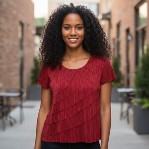 Dressbarn Vibrant Red Layered Blouse